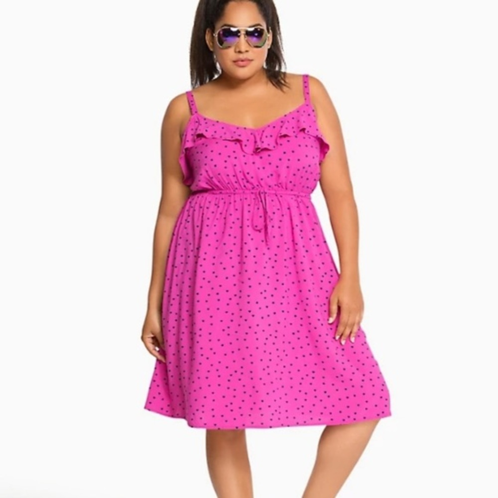 NWT Torrid Pink Heart Print Sleeveless Challis Sundress Dress, size 1X